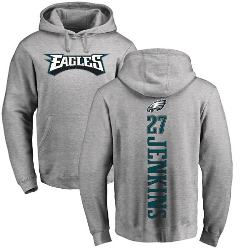 Men Philadelphia Eagles #27 Malcolm Jenkins Ash Backer NFL Pullover Hoodie Sweatshirts
